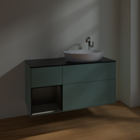 Тумба под раковину Villeroy & Boch Finion 120х50,1 см с подсветкой МДФ оливковый матовый лак/стекло черное матовое F922PDGM