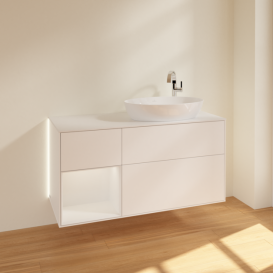 Тумба под раковину Villeroy & Boch Finion 120х50,1 см с подсветкой МДФ белый матовый лак/стекло белое матовое G921GFMT