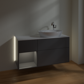 Тумба под раковину Villeroy & Boch Finion 120х50,1 см с подсветкой МДФ антрацит матовый лак/стекло белое матовое G921GKGK