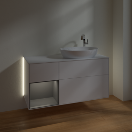 Тумба под раковину Villeroy & Boch Finion 120х50,1 см с подсветкой МДФ белый матовый лак/стекло белое матовое G921GKMT