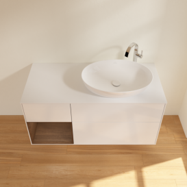 Тумба под раковину Villeroy & Boch Finion 120х50,1 см с подсветкой МДФ глянцевый белый лак/стекло белое матовое G921GNGF