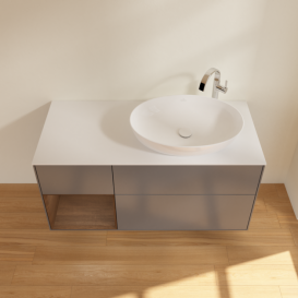 Тумба под раковину Villeroy & Boch Finion 120х50,1 см с подсветкой МДФ антрацит матовый лак/стекло белое матовое G921GNGK