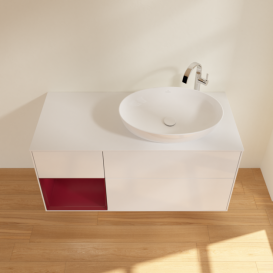 Тумба под раковину Villeroy & Boch Finion 120х50,1 см с подсветкой МДФ глянцевый белый лак/стекло белое матовое G921HBGF