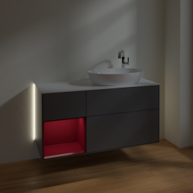 Тумба под раковину Villeroy & Boch Finion 120х50,1 см с подсветкой МДФ антрацит матовый лак/стекло белое матовое G921HBGK