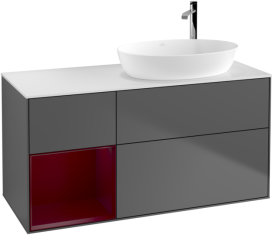 Тумба под раковину Villeroy & Boch Finion 120х50,1 см с подсветкой МДФ антрацит матовый лак/стекло белое матовое G921HBGK