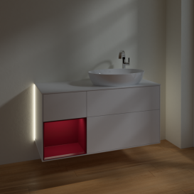 Тумба под раковину Villeroy & Boch Finion 120х50,1 см с подсветкой МДФ белый матовый лак/стекло белое матовое G921HBMT