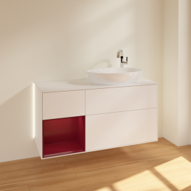 Тумба под раковину Villeroy & Boch Finion 120х50,1 см с подсветкой МДФ белый матовый лак/стекло белое матовое G921HBMT