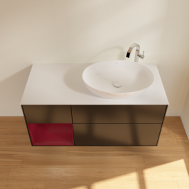 Тумба под раковину Villeroy & Boch Finion 120х50,1 см с подсветкой МДФ черный матовый лак/стекло белое матовое G921HBPD