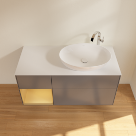 Тумба под раковину Villeroy & Boch Finion 120х50,1 см с подсветкой МДФ антрацит матовый лак/стекло белое матовое G921HFGK