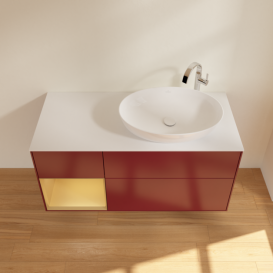 Тумба под раковину Villeroy & Boch Finion 120х50,1 см с подсветкой МДФ пион матовый лак/стекло белое матовое G921HFHB