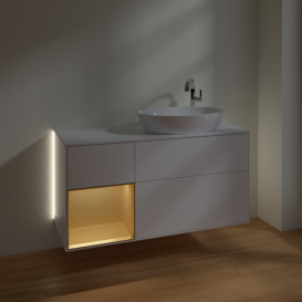 Тумба под раковину Villeroy & Boch Finion 120х50,1 см с подсветкой МДФ белый матовый лак/стекло белое матовое G921HFMT