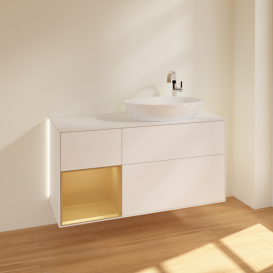 Тумба под раковину Villeroy & Boch Finion 120х50,1 см с подсветкой МДФ белый матовый лак/стекло белое матовое G921HFMT