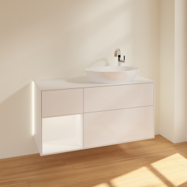 Тумба под раковину Villeroy & Boch Finion 120х50,1 см с подсветкой МДФ глянцевый белый лак/стекло белое матовое G921MTGF