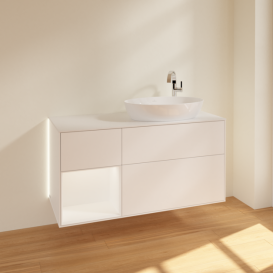 Тумба под раковину Villeroy & Boch Finion 120х50,1 см с подсветкой МДФ белый матовый лак/стекло белое матовое G921MTMT