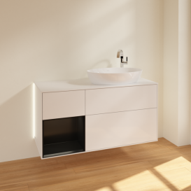 Тумба под раковину Villeroy & Boch Finion 120х50,1 см с подсветкой МДФ глянцевый белый лак/стекло белое матовое G921PDGF