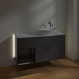 Тумба под раковину Villeroy & Boch Finion 120х50,1 см с подсветкой МДФ антрацит матовый лак/стекло белое матовое G921PDGK