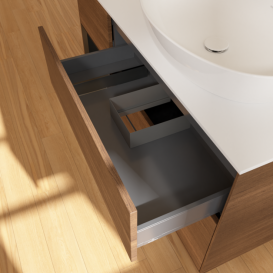 Тумба под раковину Villeroy & Boch Finion 120х50,1 см с подсветкой МДФ шпон грецкого ореха/стекло белое матовое G921PDGN