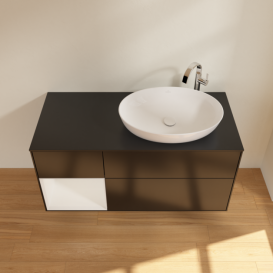 Тумба под раковину Villeroy & Boch Finion 120х50,1 см с подсветкой МДФ черный матовый лак/стекло черное матовое G922GFPD
