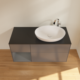 Тумба под раковину Villeroy & Boch Finion 120х50,1 см с подсветкой МДФ антрацит матовый лак/стекло черное матовое G922GKGK