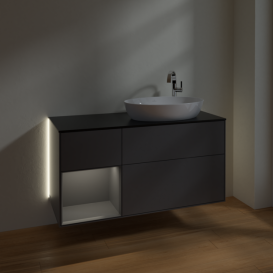 Тумба под раковину Villeroy & Boch Finion 120х50,1 см с подсветкой МДФ антрацит матовый лак/стекло черное матовое G922GKGK