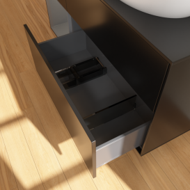 Тумба под раковину Villeroy & Boch Finion 120х50,1 см с подсветкой МДФ черный матовый лак/стекло черное матовое G922GKPD