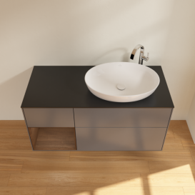 Тумба под раковину Villeroy & Boch Finion 120х50,1 см с подсветкой МДФ антрацит матовый лак/стекло черное матовое G922GNGK