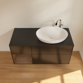 Тумба под раковину Villeroy & Boch Finion 120х50,1 см с подсветкой МДФ черный матовый лак/стекло черное матовое G922GNPD