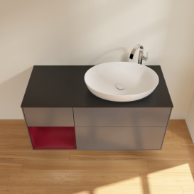 Тумба под раковину Villeroy & Boch Finion 120х50,1 см с подсветкой МДФ антрацит матовый лак/стекло черное матовое G922HBGK