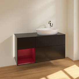 Тумба под раковину Villeroy & Boch Finion 120х50,1 см с подсветкой МДФ черный матовый лак/стекло черное матовое G922HBPD