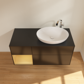 Тумба под раковину Villeroy & Boch Finion 120х50,1 см с подсветкой МДФ черный матовый лак/стекло черное матовое G922HFPD