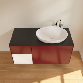 Тумба под раковину Villeroy & Boch Finion 120х50,1 см с подсветкой МДФ пион матовый лак/стекло черное матовое G922MTHB