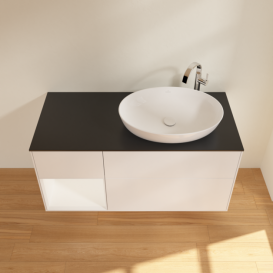 Тумба под раковину Villeroy & Boch Finion 120х50,1 см с подсветкой МДФ белый матовый лак/стекло черное матовое G922MTMT