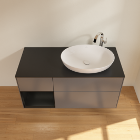 Тумба под раковину Villeroy & Boch Finion 120х50,1 см с подсветкой МДФ антрацит матовый лак/стекло черное матовое G922PDGK
