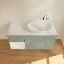 Тумба под раковину Villeroy & Boch Finion 120х50,1 см с подсветкой МДФ оливковый матовый лак/стекло белое матовое G921GFGM