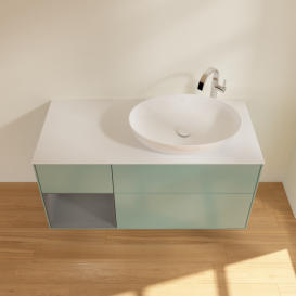 Тумба под раковину Villeroy & Boch Finion 120х50,1 см с подсветкой МДФ оливковый матовый лак/стекло белое матовое G921GKGM