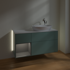 Тумба под раковину Villeroy & Boch Finion 120х50,1 см с подсветкой МДФ оливковый матовый лак/стекло белое матовое G921GKGM