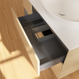 Тумба под раковину Villeroy & Boch Finion 120х50,1 см с подсветкой МДФ шпон дуба/стекло белое матовое G921GKPC