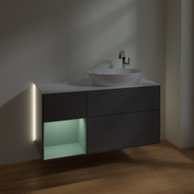 Тумба под раковину Villeroy & Boch Finion 120х50,1 см с подсветкой МДФ антрацит матовый лак/стекло белое матовое G921GMGK