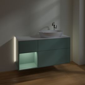 Тумба под раковину Villeroy & Boch Finion 120х50,1 см с подсветкой МДФ оливковый матовый лак/стекло белое матовое G921GMGM