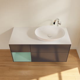 Тумба под раковину Villeroy & Boch Finion 120х50,1 см с подсветкой МДФ темно-синий матовый лак/стекло белое матовое G921GMHG