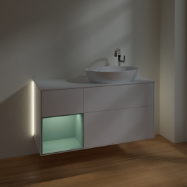 Тумба под раковину Villeroy & Boch Finion 120х50,1 см с подсветкой МДФ белый матовый лак/стекло белое матовое G921GMMT