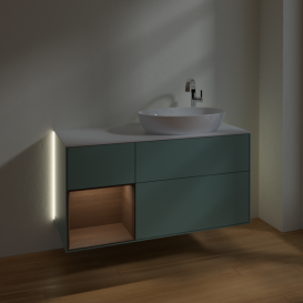 Тумба под раковину Villeroy & Boch Finion 120х50,1 см с подсветкой МДФ оливковый матовый лак/стекло белое матовое G921GNGM