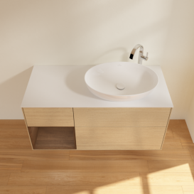 Тумба под раковину Villeroy & Boch Finion 120х50,1 см с подсветкой МДФ шпон дуба/стекло белое матовое  G921GNPC