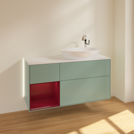 Тумба под раковину Villeroy & Boch Finion 120х50,1 см с подсветкой МДФ оливковый матовый лак/стекло белое матовое G921HBGM