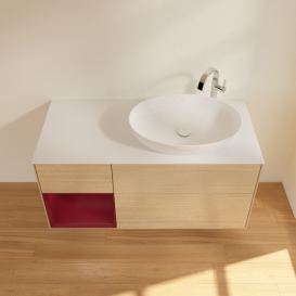 Тумба под раковину Villeroy & Boch Finion 120х50,1 см с подсветкой МДФ шпон дуба/стекло белое матовое G921HBPC