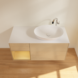 Тумба под раковину Villeroy & Boch Finion 120х50,1 см с подсветкой МДФ шпон дуба/стекло белое матовое G921HFPC