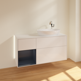 Тумба под раковину Villeroy & Boch Finion 120х50,1 см с подсветкой МДФ глянцевый белый лак/стекло белое матовое G921HGGF