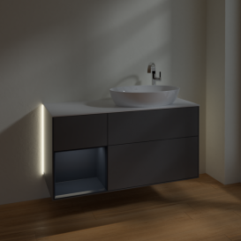 Тумба под раковину Villeroy & Boch Finion 120х50,1 см с подсветкой МДФ антрацит матовый лак/стекло белое матовое G921HGGK