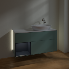 Тумба под раковину Villeroy & Boch Finion 120х50,1 см с подсветкой МДФ оливковый матовый лак/стекло белое матовое G921HGGM