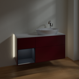 Тумба под раковину Villeroy & Boch Finion 120х50,1 см с подсветкой МДФ пион матовый лак/стекло белое матово G921HGHB